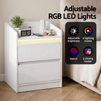 Bedside Table Nightstand with Charging Station