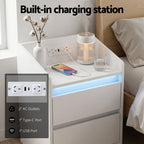 Bedside Table Nightstand with Charging Station