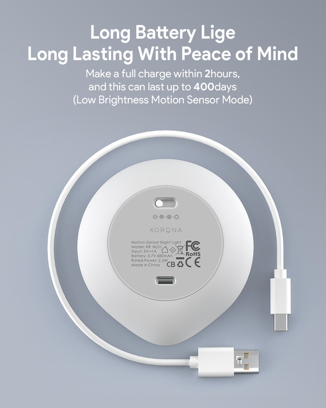 LED Motion Sensor Night Light – 3-Pack, 400-Day Battery