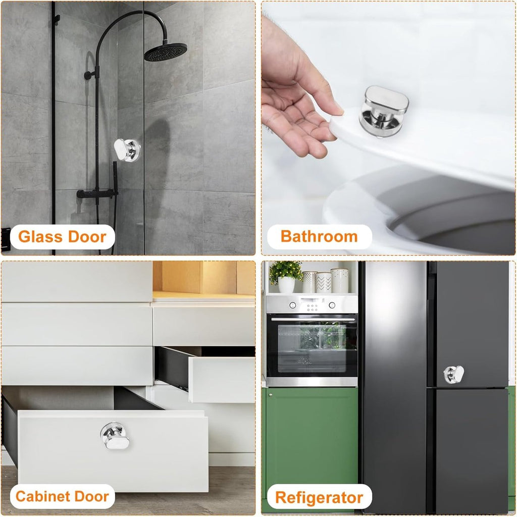 No-Drill Suction Cup Door Handle – Black, White & Silver