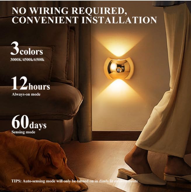Rechargeable Magnetic Motion Sensor Wall Lamp – RGB, Black
