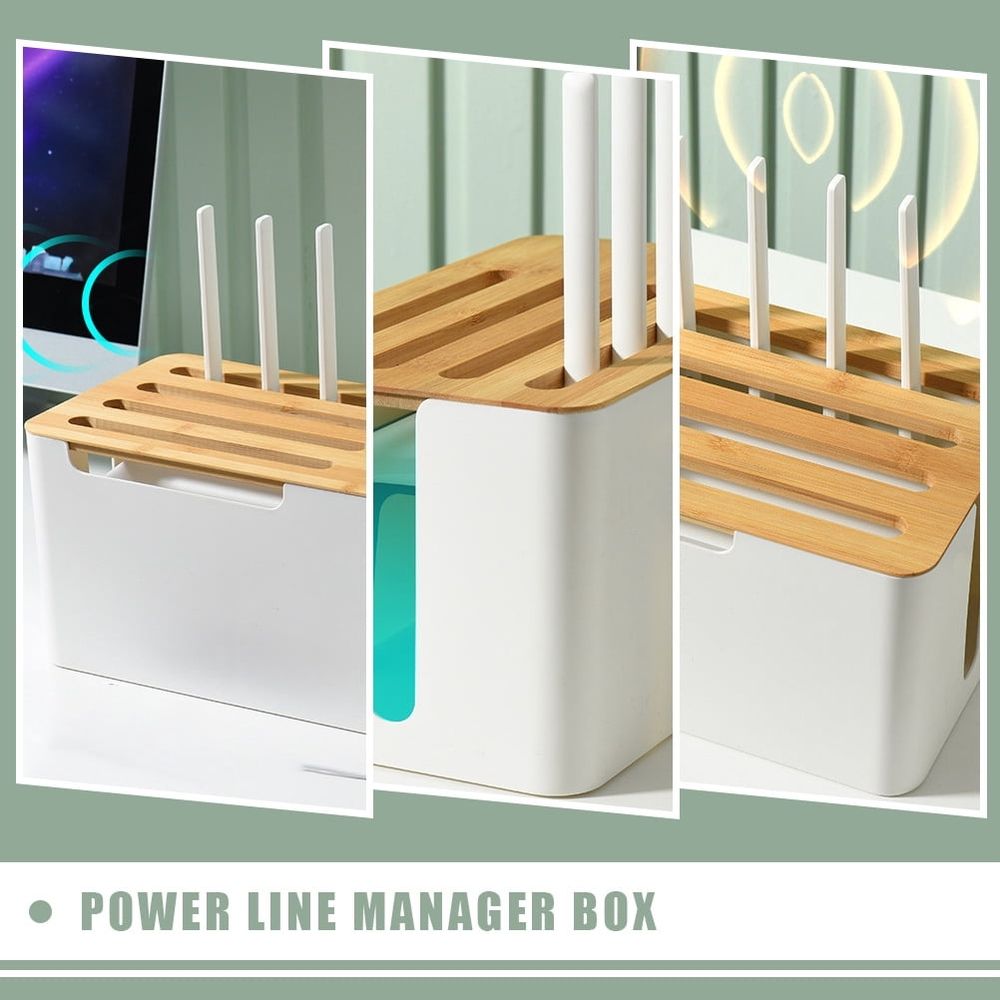 White Cable Management Box – Router, Power Board & Wire Organiser