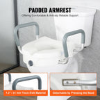 5-Inch Raised Toilet Seat with Padded Support Armrests – 159 kg Capacity