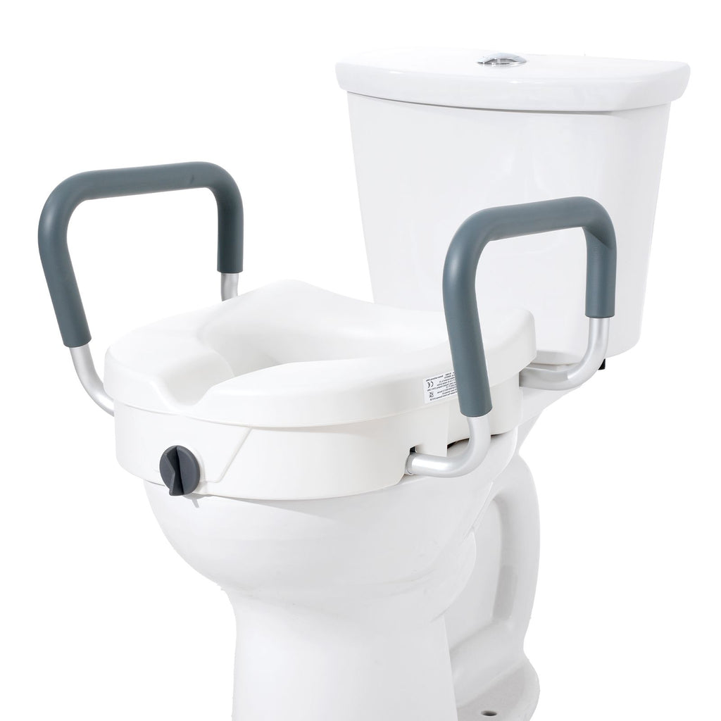 5-Inch Raised Toilet Seat with Padded Support Armrests – 159 kg Capacity
